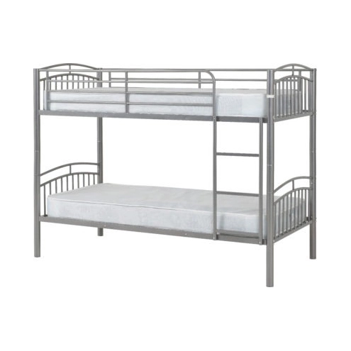 Simple grey metal bunk bed