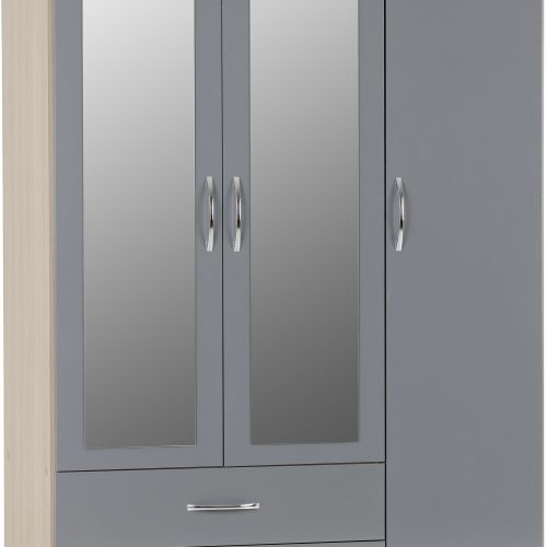 Nevada 3 Door 2 Drawer Mirrored Wardrobe