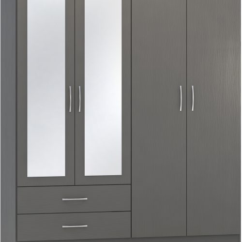 Nevada 4 Door 2 Drawer Mirrored Wardrobe