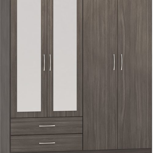 Nevada 4 Door 2 Drawer Mirrored Wardrobe