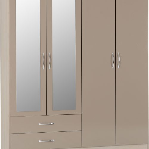 Nevada 4 Door 2 Drawer Mirrored Wardrobe