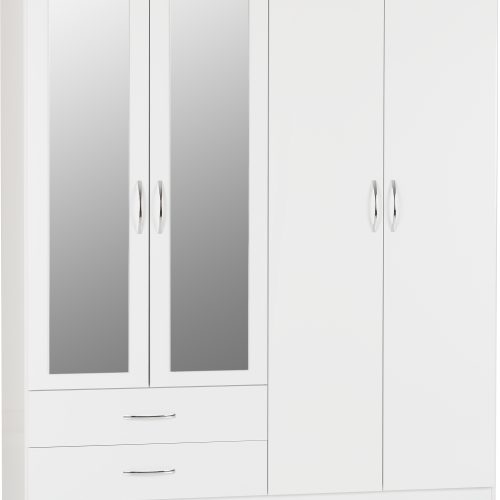 Nevada 4 Door 2 Drawer Mirrored Wardrobe
