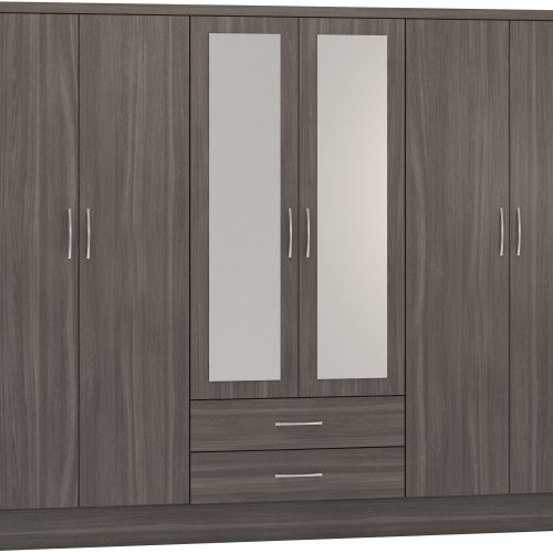 Nevada 6 Door 2 Drawer Mirrored Wardrobe
