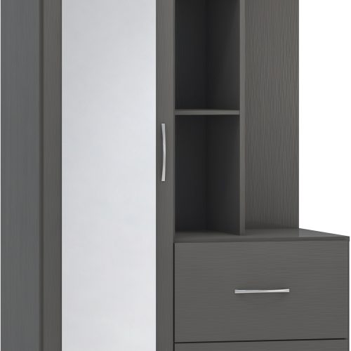 Nevada Mirrored Open Shelf Wardrobe