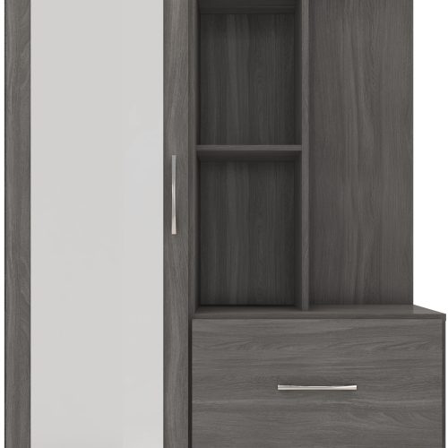 Nevada Mirrored Open Shelf Wardrobe