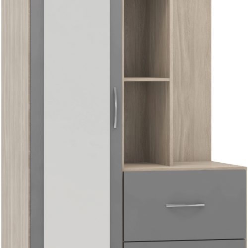 Nevada Mirrored Open Shelf Wardrobe