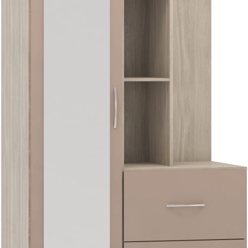 Nevada Mirrored Open Shelf Wardrobe