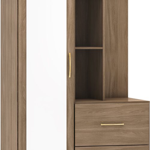 Nevada Mirrored Open Shelf Wardrobe