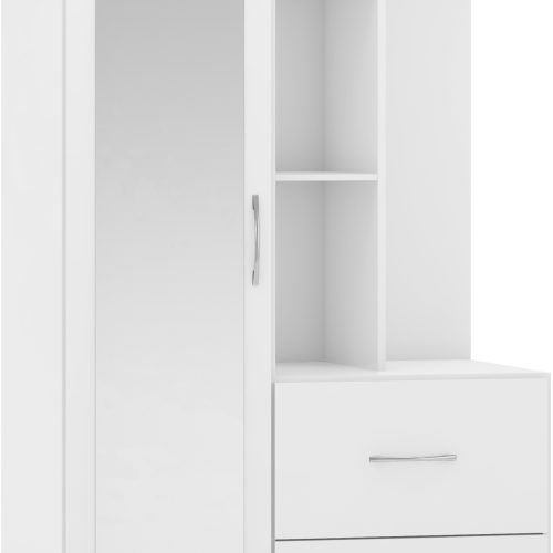 Nevada Mirrored Open Shelf Wardrobe