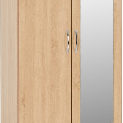 Nevada Mirrored 2 Door 1 Drawer Wardrobe